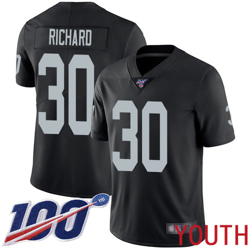 Oakland Raiders Limited Black Youth Jalen Richard Home Jersey NFL Football #30 100th Season Vapor Jersey->youth nfl jersey->Youth Jersey